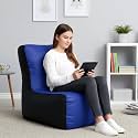 Biggie Bean Bag 2XL Bean Bag Chair with Beans Filled-Perfect for Living Room,Bedroom,Study-Sale Design(Regular-Blue Black)-Faux Leather