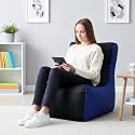 Biggie Bean Bag 2XL Bean Bag Chair with Beans Filled-Perfect for Living Room,Bedroom,Study-Sale Design(Regular-Black Blue)-Faux Leather