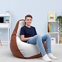 Biggie Bean Bag 2XL Bean Bag Chair with Beans Filled-Perfect for Living Room,Bedroom,Study-Sale Design(Regular-Tan-Brown White)-Faux Leather