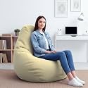 Biggie Bean Bag 2XL Bean Bag Chair with Beans Filled-Perfect for Living Room,Bedroom,Study-Sale Design(Regular-Cream)-Faux Leather