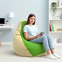 Biggie Bean Bag 2XL Bean Bag Chair with Beans Filled-Perfect for Living Room,Bedroom,Study-Sale Design(Regular-Cream Pea-Green)-Faux Leather
