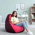 Biggie Bean Bag 2XL Bean Bag Chair with Beans Filled-Perfect for Living Room,Bedroom,Study-Sale Design(Regular-Maroon Pink)-Faux Leather