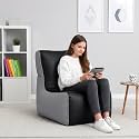Biggie Bean Bag 2XL Bean Bag Chair with Beans Filled-Perfect for Living Room,Bedroom,Study-Sale Design(Regular-Black Light-Grey)-Faux Leather