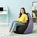 Biggie Bean Bag 2XL Bean Bag Chair with Beans Filled-Perfect for Living Room,Bedroom,Study-Sale Design(Regular-Black Lavender)-Faux Leather
