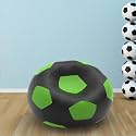 Biggie Bean Bag 2XL Bean Bag Chair with Beans Filled-Perfect for Living Room,Bedroom,Study-Sale Design(Regular-Black Pea-Green)-Faux Leather