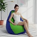 Biggie Bean Bag 2XL Bean Bag Chair with Beans Filled-Perfect for Living Room,Bedroom,Study-Sale Design(Regular-Blue Pea-Green)-Faux Leather