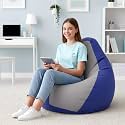 Biggie Bean Bag 2XL Bean Bag Chair with Beans Filled-Perfect for Living Room,Bedroom,Study-Sale Design(Regular-Blue Light-Grey)-Faux Leather
