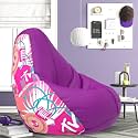 Biggie Bean Bag 2XL Bean Bag Chair with Beans Filled-Perfect for Living Room,Bedroom,Study-Sale Design(Printed - MTTVV-MTTVV_Artwork-11 - Purple)-Faux Leather