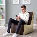 Biggie Bean Bag 2XL Bean Bag Chair with Beans Filled-Perfect for Living Room,Bedroom,Study-Sale Design(Regular-Brown Cream)-Faux Leather