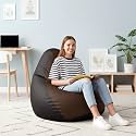 Biggie Bean Bag 2XL Bean Bag Chair with Beans Filled-Perfect for Living Room,Bedroom,Study-Sale Design(Regular-Black Brown)-Faux Leather