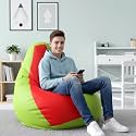 Biggie Bean Bag 2XL Bean Bag Chair with Beans Filled-Perfect for Living Room,Bedroom,Study-Sale Design(Regular-Parrot-Green Red)-Faux Leather
