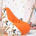 Biggie Bean Bag 2XL Bean Bag Chair with Beans Filled-Perfect for Living Room,Bedroom,Study-Sale Design(Printed - Gurus &amp; Bhoels-G&amp;B - Art 21 - Orange)-Faux Leather