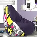 Biggie Bean Bag 2XL Bean Bag Chair with Beans Filled-Perfect for Living Room,Bedroom,Study-Sale Design(Printed - MTTVV-MTTVV_Artwork-17 - Indigo)-Faux Leather