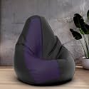 Biggie Bean Bag 2XL Bean Bag Chair with Beans Filled-Perfect for Living Room,Bedroom,Study-Sale Design(Regular-Black Indigo)-Faux Leather