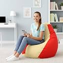 Biggie Bean Bag 2XL Bean Bag Chair with Beans Filled-Perfect for Living Room,Bedroom,Study-Sale Design(Regular-Cream Red)-Faux Leather