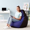 Biggie Bean Bag 2XL Bean Bag Chair with Beans Filled-Perfect for Living Room,Bedroom,Study-Sale Design(Regular-Black Blue)-Faux Leather