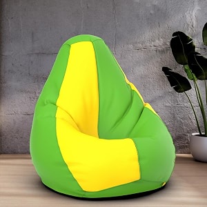 biggie bean bag 3xl bean bag chair with beans filled-perfect for living roombedroomstudy-sale designregular-parrot-green yellow-faux leather