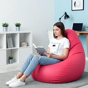 biggie bean bag 3xl bean bag chair with beans filled-perfect for living roombedroomstudy-sale designregular-pink-faux leather