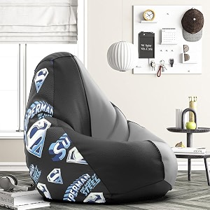 biggie bean bag 3xl bean bag chair with beans filled-perfect for living roombedroomstudy-sale designprinted - soperman-sopermansm-27-blk gry