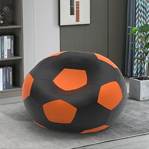 biggie bean bag 3xl bean bag chair with beans filled-perfect for living roombedroomstudy-sale designregular-black orange-faux leather