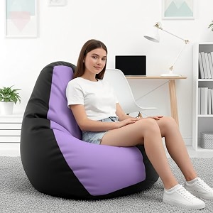 biggie bean bag 3xl bean bag chair with beans filled-perfect for living roombedroomstudy-sale designregular-black lavender-faux leather