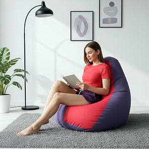 biggie bean bag 3xl bean bag chair with beans filled-perfect for living roombedroomstudy-sale designregular-lavender pink-faux leather