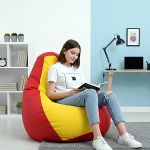 biggie bean bag 3xl bean bag chair with beans filled-perfect for living roombedroomstudy-sale designregular-red yellow-faux leather