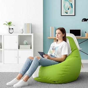 biggie bean bag 3xl bean bag chair with beans filled-perfect for living roombedroomstudy-sale designregular-parrot-green white-faux leather
