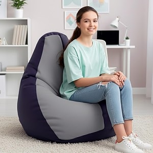 biggie bean bag 3xl bean bag chair with beans filled-perfect for living roombedroomstudy-sale designregular-indigo light-grey-faux leather