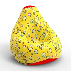 biggie bean bag 3xl bean bag chair with beans filled-perfect for living roombedroomstudy-sale designprinted - full-kids cartoon - f - yellow red