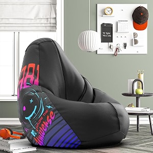 biggie bean bag 3xl bean bag chair with beans filled-perfect for living roombedroomstudy-sale designprinted - mttvv-mttvv_artwork-14 - black