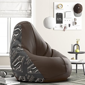 biggie bean bag 3xl bean bag chair with beans filled-perfect for living roombedroomstudy-sale designprinted - soperman-sopermansm-32-brn