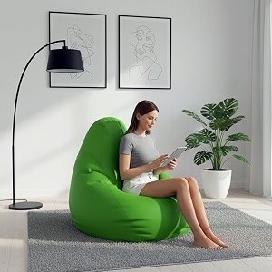 biggie bean bag 3xl bean bag chair with beans filled-perfect for living roombedroomstudy-sale designregular-parrot-green-faux leather