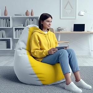 biggie bean bag 3xl bean bag chair with beans filled-perfect for living roombedroomstudy-sale designregular-white yellow-faux leather