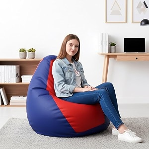 biggie bean bag 3xl bean bag chair with beans filled-perfect for living roombedroomstudy-sale designregular-blue red-faux leather