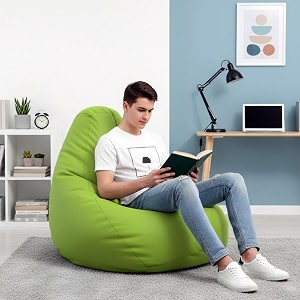 biggie bean bag 3xl bean bag chair with beans filled-perfect for living roombedroomstudy-sale designregular-pea-green-faux leather