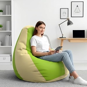 biggie bean bag 3xl bean bag chair with beans filled-perfect for living roombedroomstudy-sale designregular-cream pea-green-faux leather