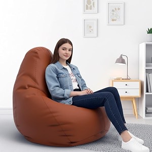 biggie bean bag 3xl bean bag chair with beans filled-perfect for living roombedroomstudy-sale designregular-tan-brown-faux leather