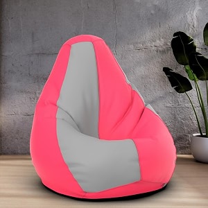 biggie bean bag 3xl bean bag chair with beans filled-perfect for living roombedroomstudy-sale designregular-light-grey pink-faux leather