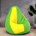 Biggie Bean Bag 3XL Bean Bag Chair with Beans Filled-Perfect for Living Room,Bedroom,Study-Sale Design(Regular-Parrot-Green Yellow)-Faux Leather