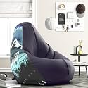 Biggie Bean Bag 3XL Bean Bag Chair with Beans Filled-Perfect for Living Room,Bedroom,Study-Sale Design(Printed - Raodie -Raodie-Artwork 12 - Indigo)-Faux Leather