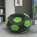 Biggie Bean Bag 3XL Bean Bag Chair with Beans Filled-Perfect for Living Room,Bedroom,Study-Sale Design(Regular-Black Pea-Green)-Faux Leather