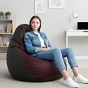 Biggie Bean Bag 3XL Bean Bag Chair with Beans Filled-Perfect for Living Room,Bedroom,Study-Sale Design(Regular-Brown Maroon)-Faux Leather