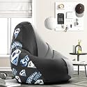 Biggie Bean Bag 3XL Bean Bag Chair with Beans Filled-Perfect for Living Room,Bedroom,Study-Sale Design(Printed - Soperman-Sopermansm-27-Blk Gry)-Faux Leather