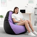 Biggie Bean Bag 3XL Bean Bag Chair with Beans Filled-Perfect for Living Room,Bedroom,Study-Sale Design(Regular-Black Lavender)-Faux Leather