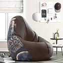 Biggie Bean Bag 3XL Bean Bag Chair with Beans Filled-Perfect for Living Room,Bedroom,Study-Sale Design(Printed - Raodie -Raodie-Artwork 15 - Brown)-Faux Leather