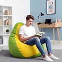 Biggie Bean Bag 3XL Bean Bag Chair with Beans Filled-Perfect for Living Room,Bedroom,Study-Sale Design(Regular-Pea-Green Yellow)-Faux Leather
