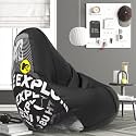 Biggie Bean Bag 3XL Bean Bag Chair with Beans Filled-Perfect for Living Room,Bedroom,Study-Sale Design(Printed - MTTVV-MTTVV_Artwork-15 - Black)-Faux Leather