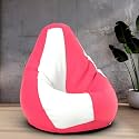 Biggie Bean Bag 3XL Bean Bag Chair with Beans Filled-Perfect for Living Room,Bedroom,Study-Sale Design(Regular-Pink White)-Faux Leather