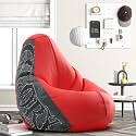 Biggie Bean Bag 3XL Bean Bag Chair with Beans Filled-Perfect for Living Room,Bedroom,Study-Sale Design(Printed - Raodie -Raodie-Artwork 10 - Red)-Faux Leather